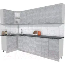 Готовая кухня Интерлиния Мила 12x28 (бетон-бетон-кастилло темный)