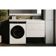 Symbolite Тумба с умывальником Даллас 130 Люкс Plus + Estetus Даллас 130x48.2 (подвесная, правый, эмаль белый)