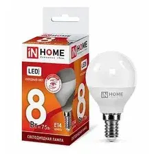 Светодиодная лампочка In Home LED-Шар-VC 11 Вт 230В Е14 6500К 1050 Лм