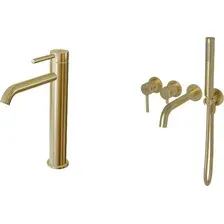 Комплект смесителей Oliveeka OL-889017+88239017-BG (золотой матовый)