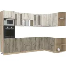 Готовая кухня Интерлиния Мила 1.68x3.0 правая без столешницы (дуб белый/дуб серый)