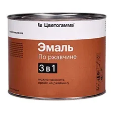 Эмаль алкидно-уретановая ЦВЕТОГАММА по ржавчине 3 в 1 серая 1,8 кг
