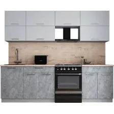 Готовая кухня Интерлиния Мила Gloss 60-25 (пепел софт/керамика/травертин серый)