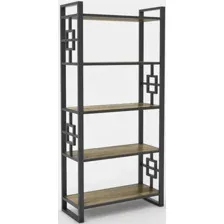 Стеллаж Hype Mebel Квадро 80x200 (черный/дуб галифакс олово)
