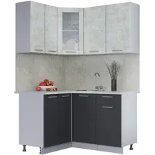 Готовая кухня Интерлиния Мила 12x14 (бетон лайт-антрацит-опал светлый)