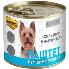 Консервированный корм для собак Мнямс Сильный иммунитет. Паштет из утки и перепела 200 г