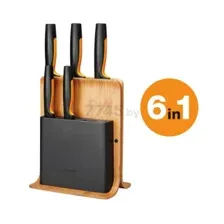 Набор ножей 5 штук FISKARS FF бамбуковый блок 
