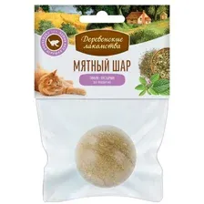Лакомство для кошек Деревенские лакомства игрушка-шар тимьян + пустырник 22 г