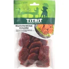 Лакомство для собак TiTBiT Медальоны мясные из индейки Меню от Шефа 80 г