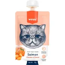 Лакомство для кошек Wanpy Мясное пюре из лосося (90г)