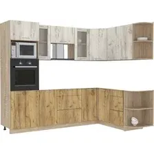 Готовая кухня Интерлиния Мила 1.68x2.6 правая без столешницы (дуб белый/дуб золотой)