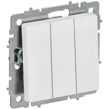 BRITE Выключатель 3-клавишный 10А ВС10-3-0-БрАБ арктический белый IEK