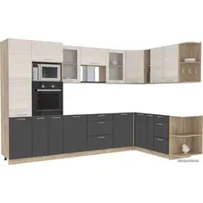 Готовая кухня Интерлиния Мила 1.88x3.2 правая без столешницы (вудлайн кремовый/антрацит)