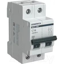 Выключатель автоматический Generica ВА 47-29М 2Р C 16А 4.5кА / MVA21-2-016-C-G