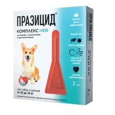 Капли от паразитов Apicenna Празицид-комплекс Нео для собак и щенков 10-20кг (1.2мл)
