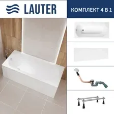 Ванна Lauter Haven 150 /21202005 (с ножками, лицевым экраном белого цвета и сифоном 21Y11020 хром)