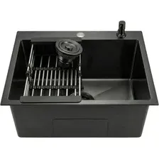 Мойка кухонная Wisent 6045BM-C (с сифоном, дозатором и коландером)