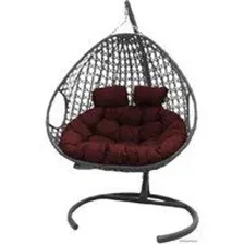 Подвесное кресло M-Group Для двоих Люкс 11510202 (коричневый ротанг/бордовая подушка)