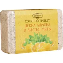 Соляной брикет для бани Добропаровъ Цедра лимона и листья мяты / 10193642