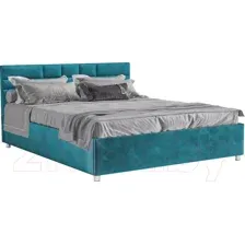 Двуспальная кровать Mebel-Ars Нью-Йорк 160 (бархат сине-зеленый Star Velvet 43 Black Green)