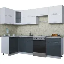 Готовая кухня Интерлиния Мила Gloss 60-12x26 (белый/асфальт глянец)