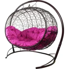 Подвесной диван M-Group Улей 11210208 (коричневый ротанг/розовая подушка)