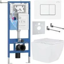 Унитаз подвесной Roxen Cube Tornado в комплекте с инсталляцией StounFix Dual Fresh 6 в 1 868530 (кно