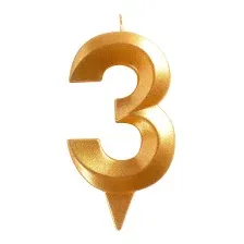 Свеча для торта Грань. Цифра 3 (золото)