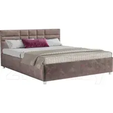 Полуторная кровать Mebel-Ars Нью-Йорк 140 (бархат серо-шоколадный Star Velvet 60 Coffee)