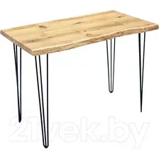 Кухонный стол Buro7 Грасхопер 110 (с обзолом, дуб натуральный/черный)