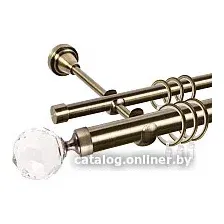 Карниз для штор АС ФОРОС Grace D25Г/16Г + наконечники Кристалл (3м, антик)