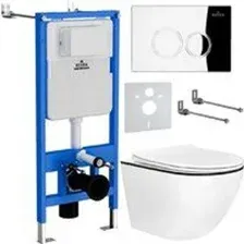 Унитаз подвесной Roxen Antares Black в комплекте с инсталляцией StounFix Dual Fresh 6 в 1 964658 (кн