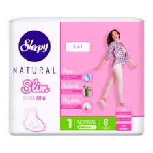 Прокладки гигиенические Sleepy Natural Slim Extra Thin 3 в 1 Normal Супертонкие (8 шт)