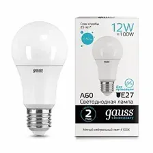 Лампа Gauss LED Elementary 12W А60 Е27 4100K арт. 23222