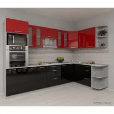 Готовая кухня Интерлиния Мила Gloss 1.68x3.0 правая (красный-черный)