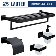 Набор аксессуаров для ванной Lauter 21SH71062 + 21SH71092 + 21SH71102 + 21SH71152 (Matt Black, 4 предмета)