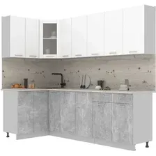 Готовая кухня Интерлиния Мила 12x25 (белый платинум/бетон/бискайская сосна)
