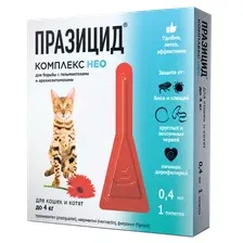 Капли от паразитов Apicenna Празицид-комплекс Нео для котят и кошек до 4кг