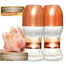Avon Парфюмированный дезодорант-антиперспирант с шариковым аппликатором Summer White Sunset для нее, 2 шт по 50 мл