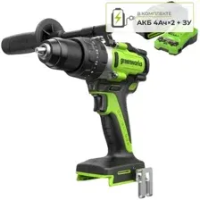 Ударная дрель-шуруповерт Greenworks GD24DD140 3707607CUD (с 2-мя АКБ)