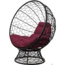 Кресло M-Group Кокос на подставке 11590402 (черный ротанг/бордовая подушка)