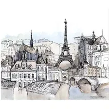 Фотообои Citydecor Акварельный Париж 300x254