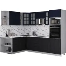 Готовая кухня Интерлиния Мила Деко 1.88x2.6 LV (черный/индиго/белый гранит)