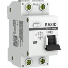 Дифференциальный автомат EKF Basic АД-12 1P+N 40А 30мА 4.5кА DA12-40-30-bas