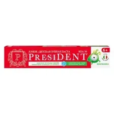Паста зубная детская PRESIDENT 6+ Земляника с фтором, 70 г