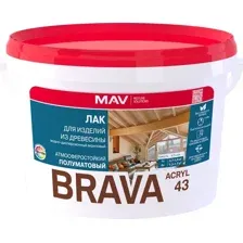 Лак BRAVA ACRYL 43 для изделий из древесины (ВД-АК-1043) полуматовый 3л (2,7кг)
