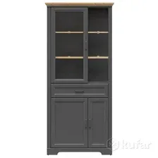 Шкаф-витрина BRW Jasmin REG1W2D1S Графит/ Дуб артизан, Графит 93х41х204 см
