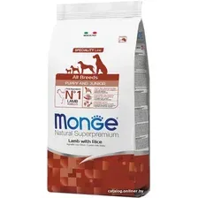 Сухой корм для собак Monge All Breeds Puppy & Junior Monoprotein Lamb and Rice для щенков всех пород с ягненком и рисом 800 г
