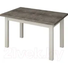 Обеденный стол Senira Кастусь 120-160x75 (бетон/белый)