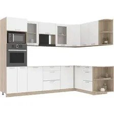 Готовая кухня Интерлиния Мила 1.68x2.8 левая без столешницы (белый платинум/бетон)